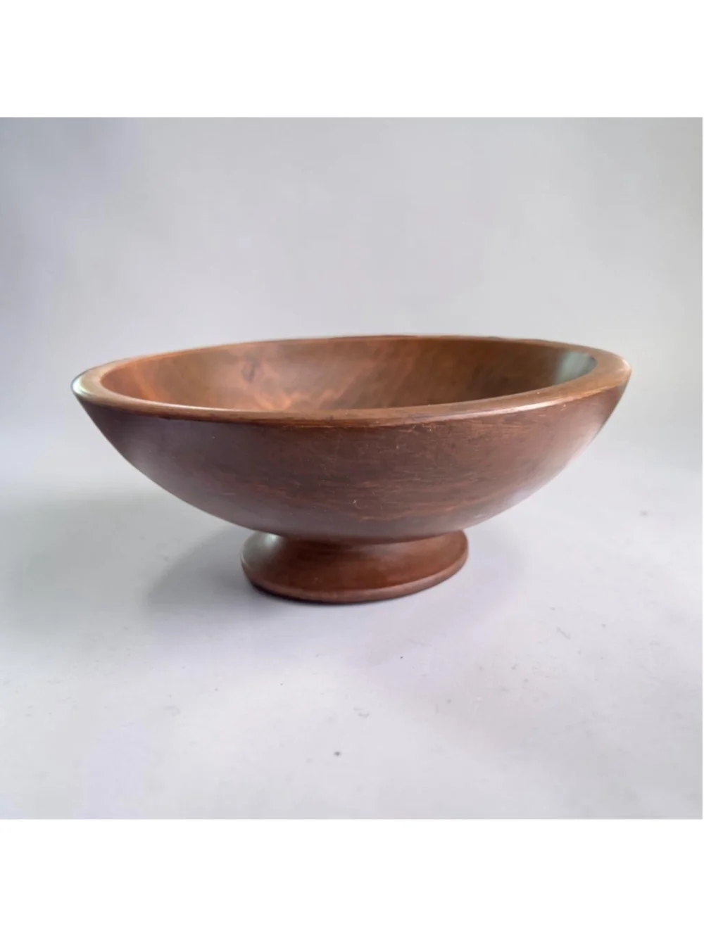 Vintage Hand Turned Wooden Pedestal Bowl 8.5” Primitive Farmhouse Rustic Dough B